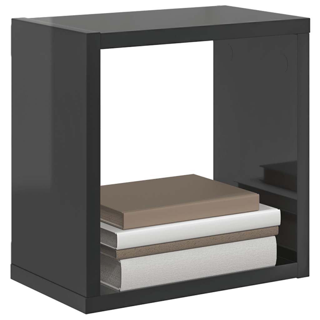 vidaXL Étagères murales cubes 4 pcs Gris brillant 26x15x26 cm