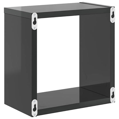 vidaXL Étagères murales cubes 4 pcs Gris brillant 26x15x26 cm