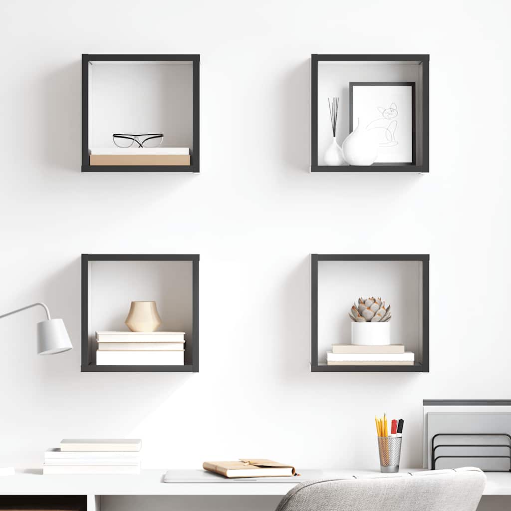 vidaXL Étagères murales cubes 4 pcs Gris brillant 26x15x26 cm