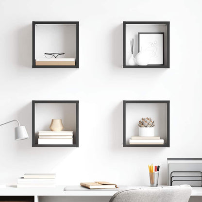 vidaXL Étagères murales cubes 4 pcs Gris brillant 26x15x26 cm
