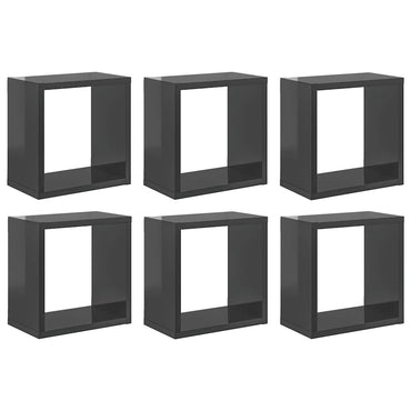 vidaXL Étagères cubes 6 pcs Gris brillant 26x15x26 cm