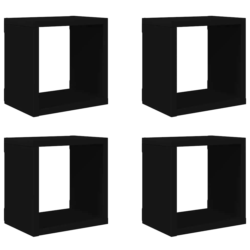 vidaXL Étagères cubes 4 pcs Noir 22x15x22 cm