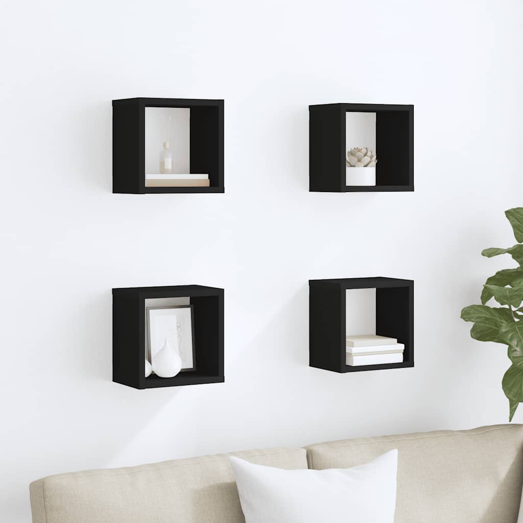 vidaXL Étagères cubes 4 pcs Noir 22x15x22 cm