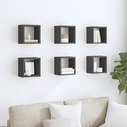 vidaXL Étagères cubes 6 pcs Gris 22x15x22 cm