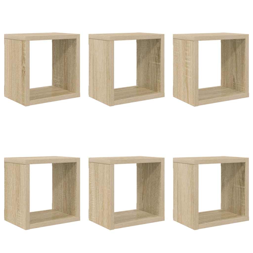 vidaXL Étagères cubes 6 pcs Chêne Sonoma 22x15x22 cm
