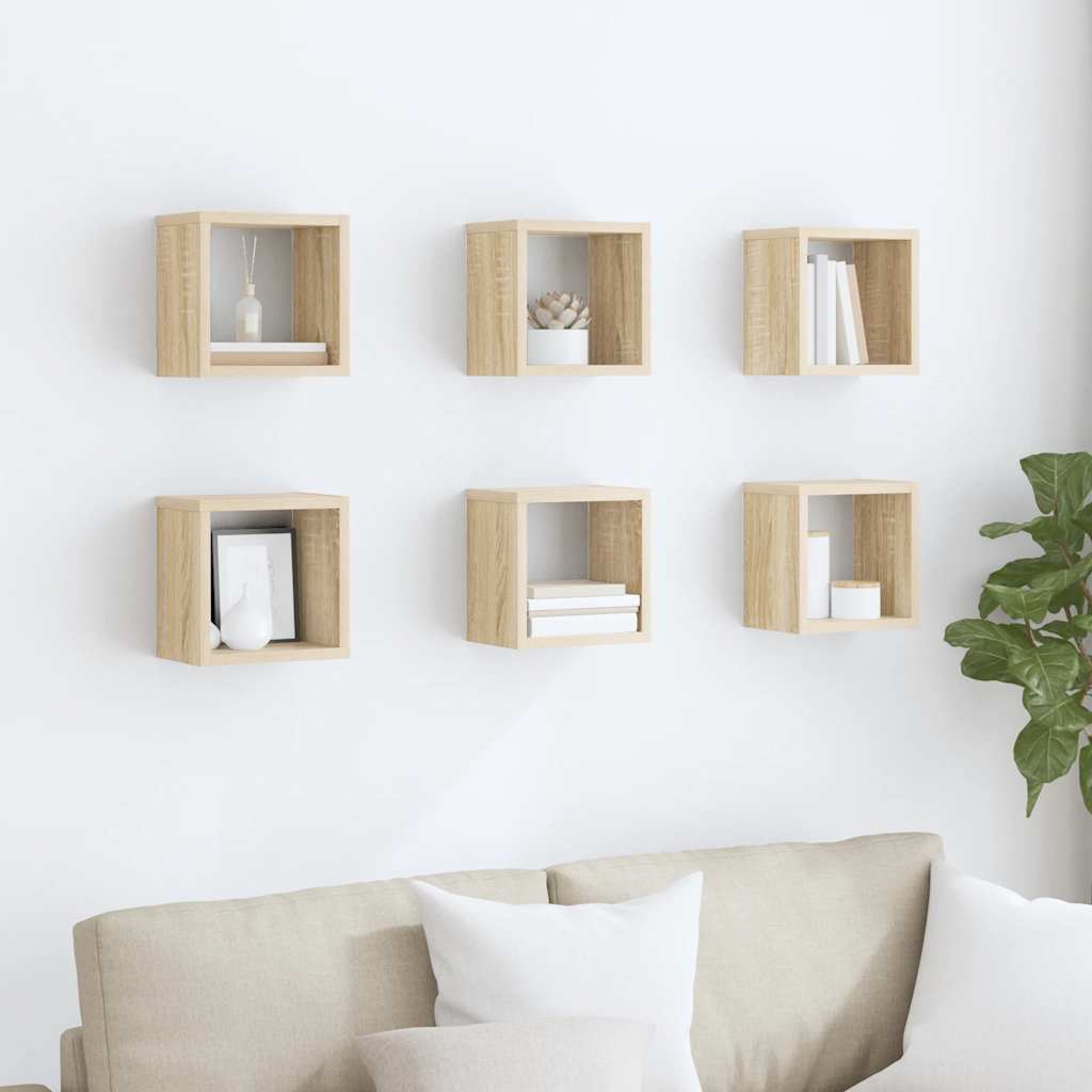 vidaXL Étagères cubes 6 pcs Chêne Sonoma 22x15x22 cm