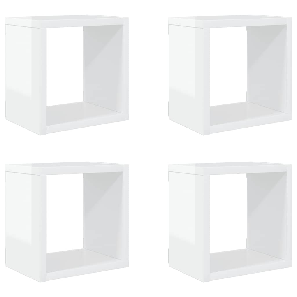 vidaXL Étagères cubes 4 pcs Blanc brillant 22x15x22 cm