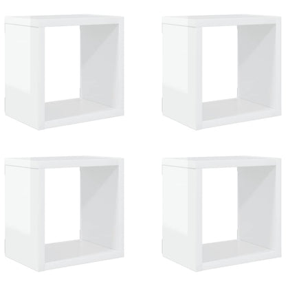 vidaXL Étagères cubes 4 pcs Blanc brillant 22x15x22 cm