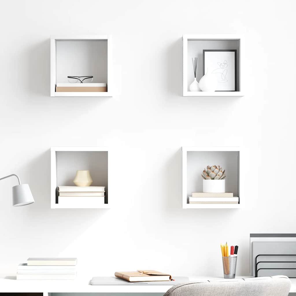 vidaXL Étagères cubes 4 pcs Blanc brillant 22x15x22 cm
