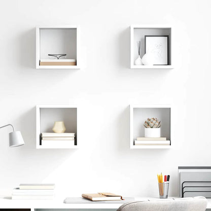 vidaXL Étagères cubes 4 pcs Blanc brillant 22x15x22 cm