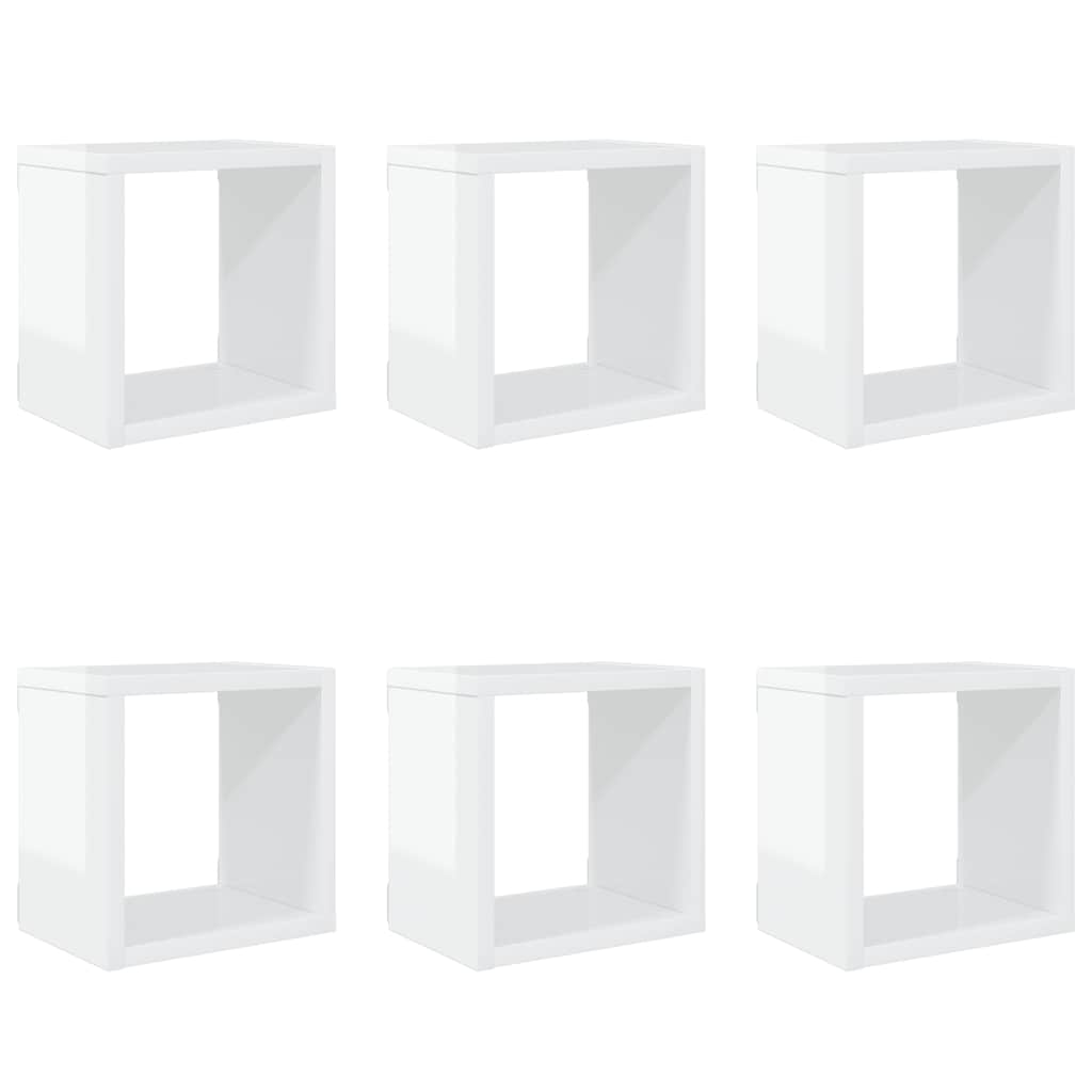 vidaXL Étagères cubes 6 pcs Blanc brillant 22x15x22 cm