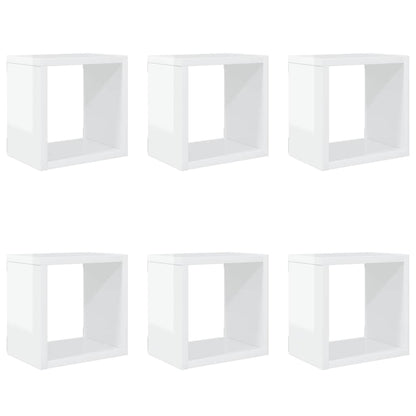 vidaXL Étagères cubes 6 pcs Blanc brillant 22x15x22 cm