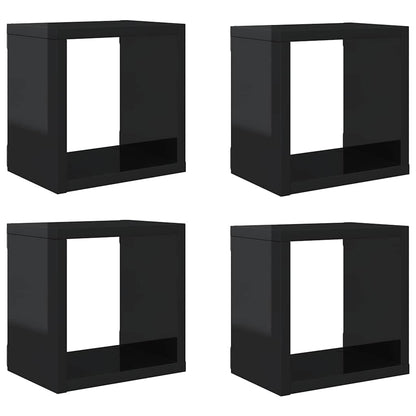 vidaXL Étagères cubes 4 pcs Noir brillant 22x15x22 cm