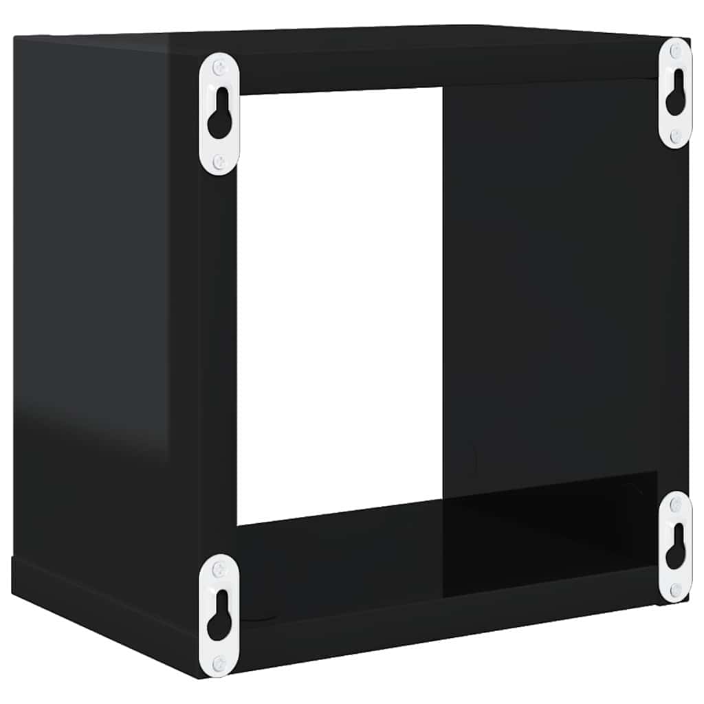 vidaXL Étagères cubes 4 pcs Noir brillant 22x15x22 cm
