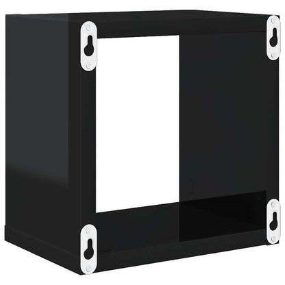 vidaXL Étagères cubes 4 pcs Noir brillant 22x15x22 cm