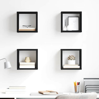 vidaXL Étagères cubes 4 pcs Noir brillant 22x15x22 cm