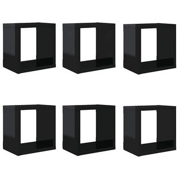 vidaXL Étagères cubes 6 pcs. Noir brillant 22x15x22 cm