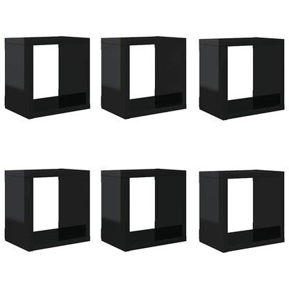 vidaXL Étagères cubes 6 pcs. Noir brillant 22x15x22 cm