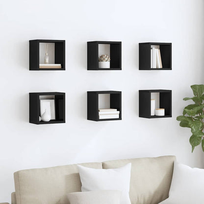 vidaXL Étagères cubes 6 pcs. Noir brillant 22x15x22 cm