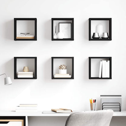 vidaXL Étagères cubes 6 pcs. Noir brillant 22x15x22 cm