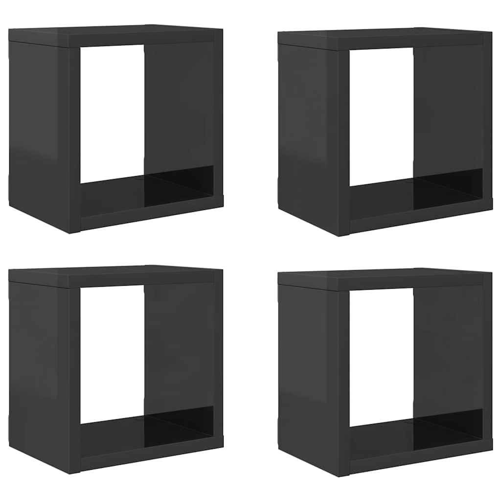 vidaXL Étagères cubes 4 pcs Gris brillant 22x15x22 cm