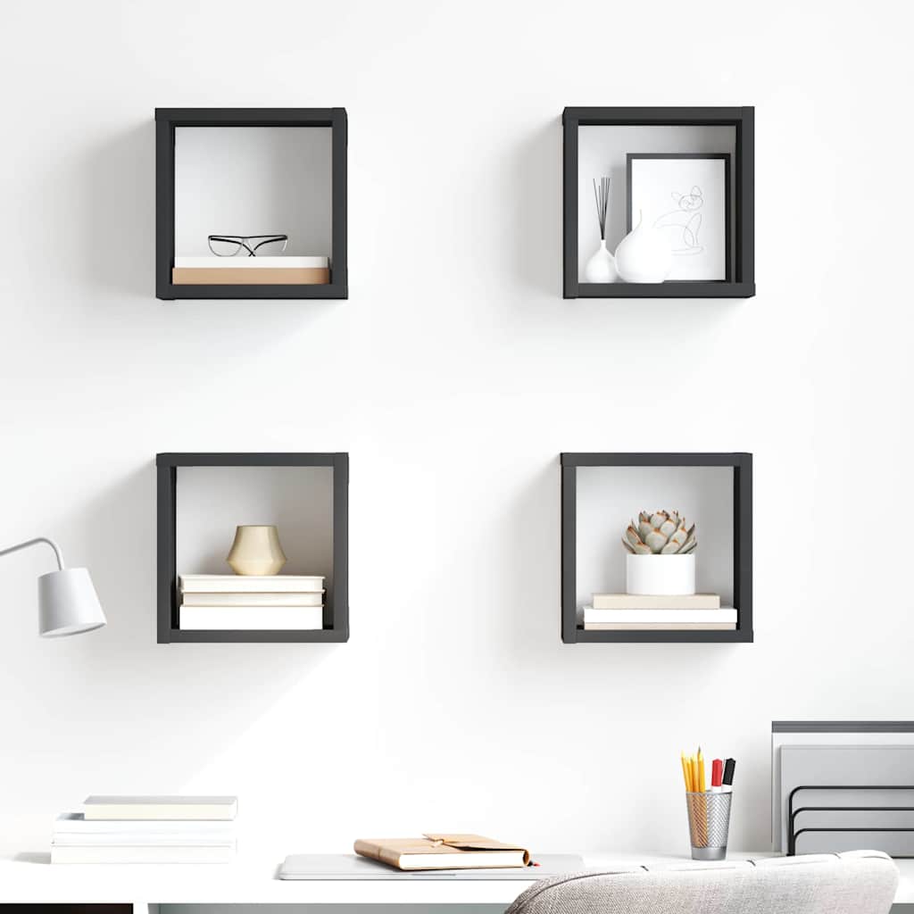 vidaXL Étagères cubes 4 pcs Gris brillant 22x15x22 cm