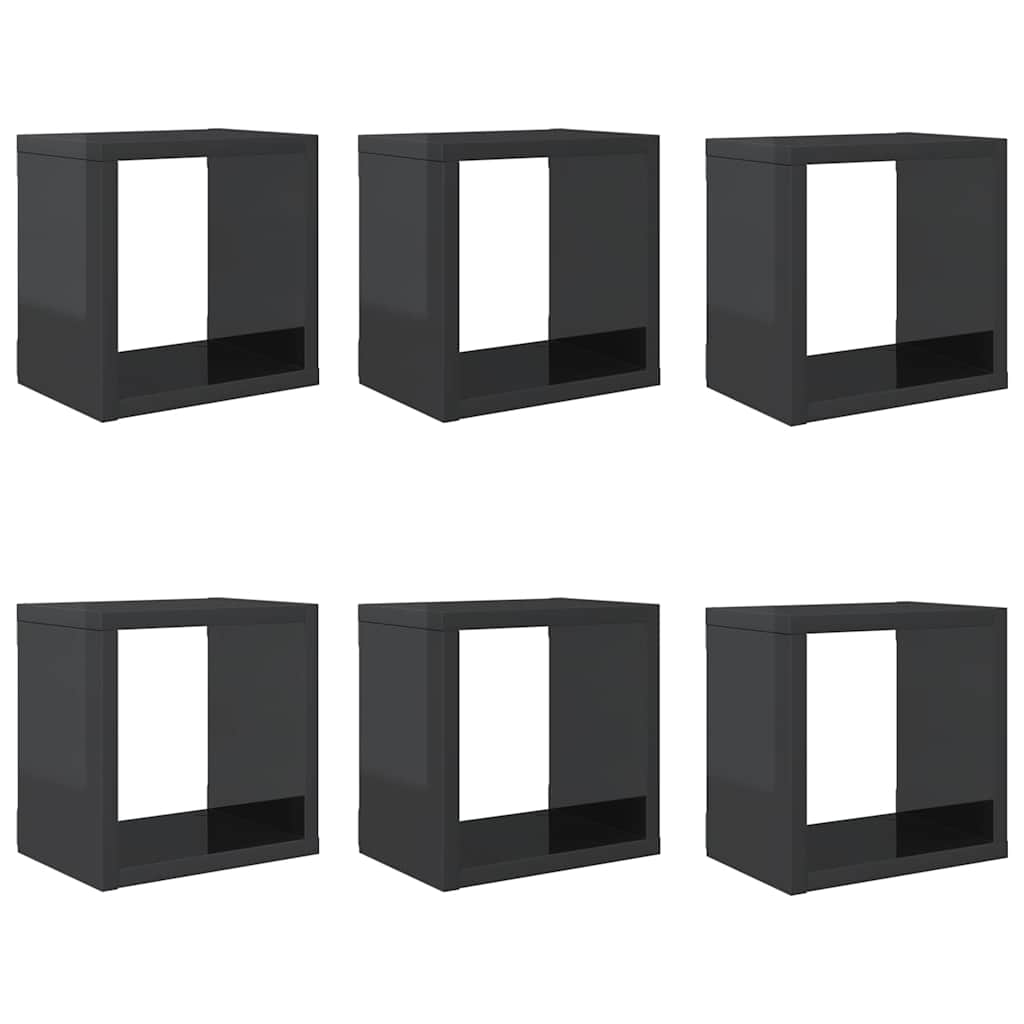vidaXL Étagères cubes 6 pcs Gris brillant 22x15x22 cm