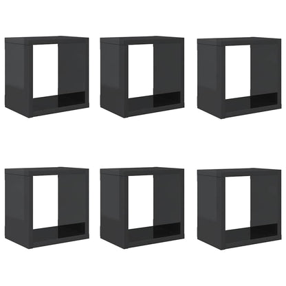 vidaXL Étagères cubes 6 pcs Gris brillant 22x15x22 cm