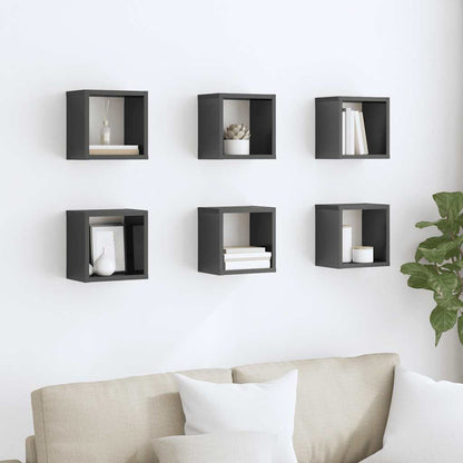 vidaXL Étagères cubes 6 pcs Gris brillant 22x15x22 cm