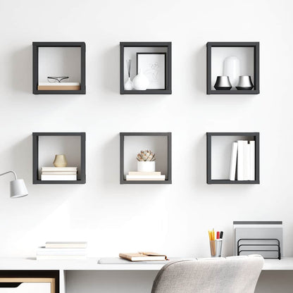 vidaXL Étagères cubes 6 pcs Gris brillant 22x15x22 cm
