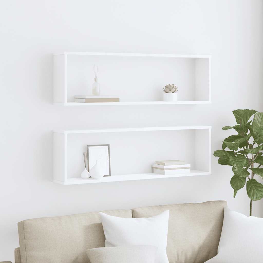 Würfelregale 2 Stk. Weiß 100x15x30 cm Holzwerkstoff