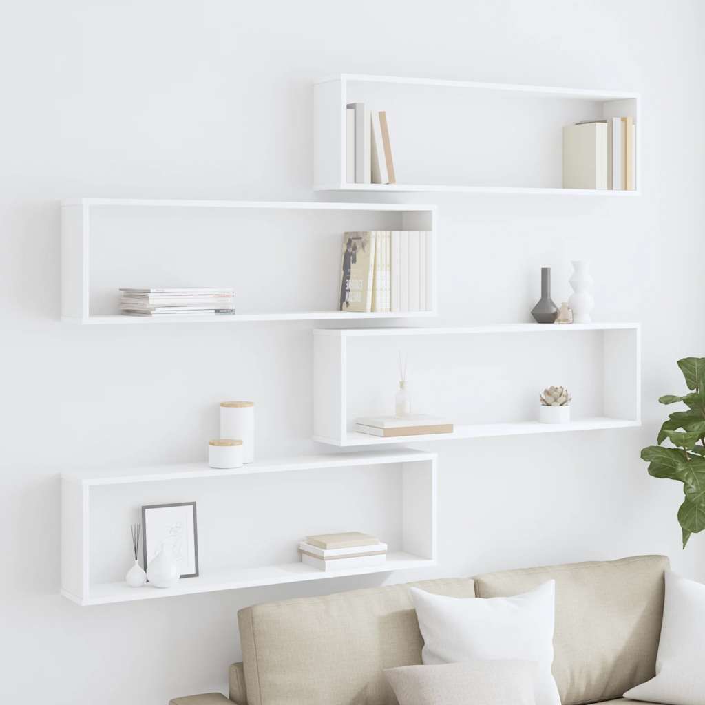 vidaXL Étagères cubes 4 pcs Blanc 100x15x30 cm Bois d'ingénierie