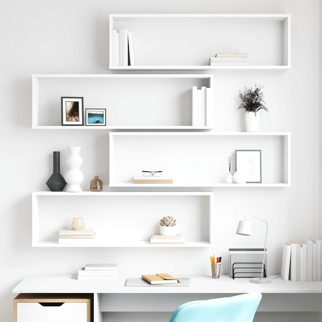 vidaXL Étagères cubes 4 pcs Blanc 100x15x30 cm Bois d'ingénierie