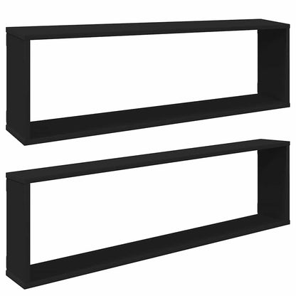 vidaXL Étagères cubes 2 pcs Noir 100x15x30 cm Bois d'ingénierie