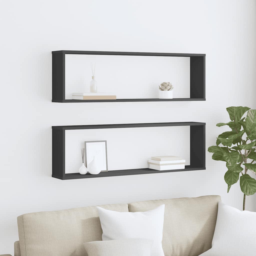 vidaXL Étagères cubes 2 pcs Noir 100x15x30 cm Bois d'ingénierie