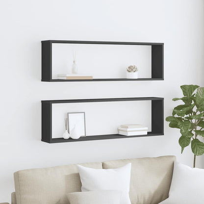 vidaXL Étagères cubes 2 pcs Noir 100x15x30 cm Bois d'ingénierie