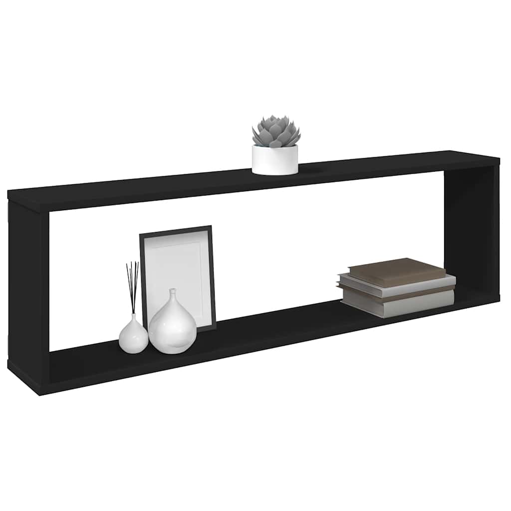 vidaXL Étagères cubes 2 pcs Noir 100x15x30 cm Bois d'ingénierie