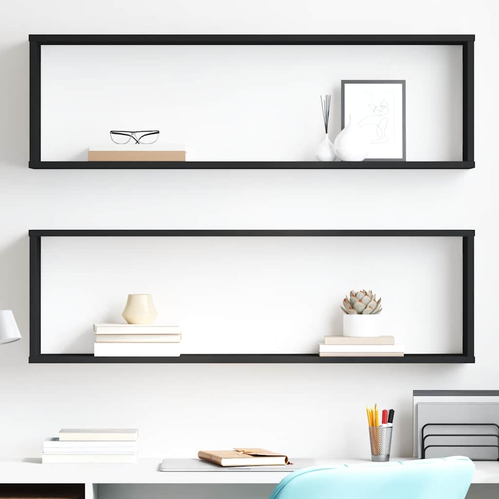 vidaXL Étagères cubes 2 pcs Noir 100x15x30 cm Bois d'ingénierie
