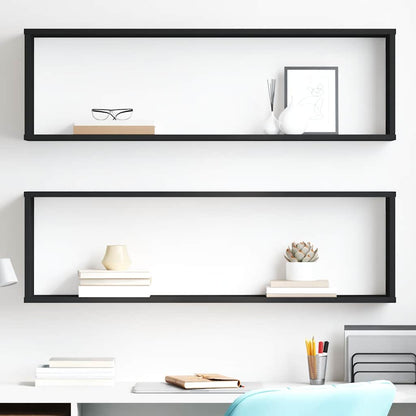 vidaXL Étagères cubes 2 pcs Noir 100x15x30 cm Bois d'ingénierie
