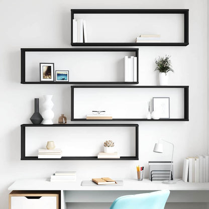 vidaXL Étagères cubes 4 pcs Noir 100x15x30 cm Bois d'ingénierie