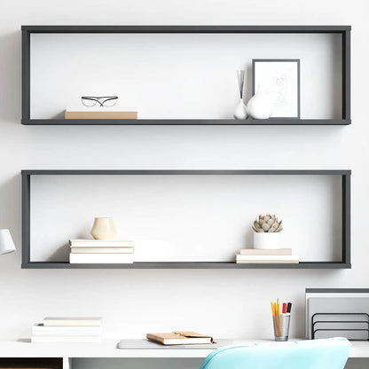 vidaXL Étagères cubes 2 pcs Gris 100x15x30 cm Bois d'ingénierie
