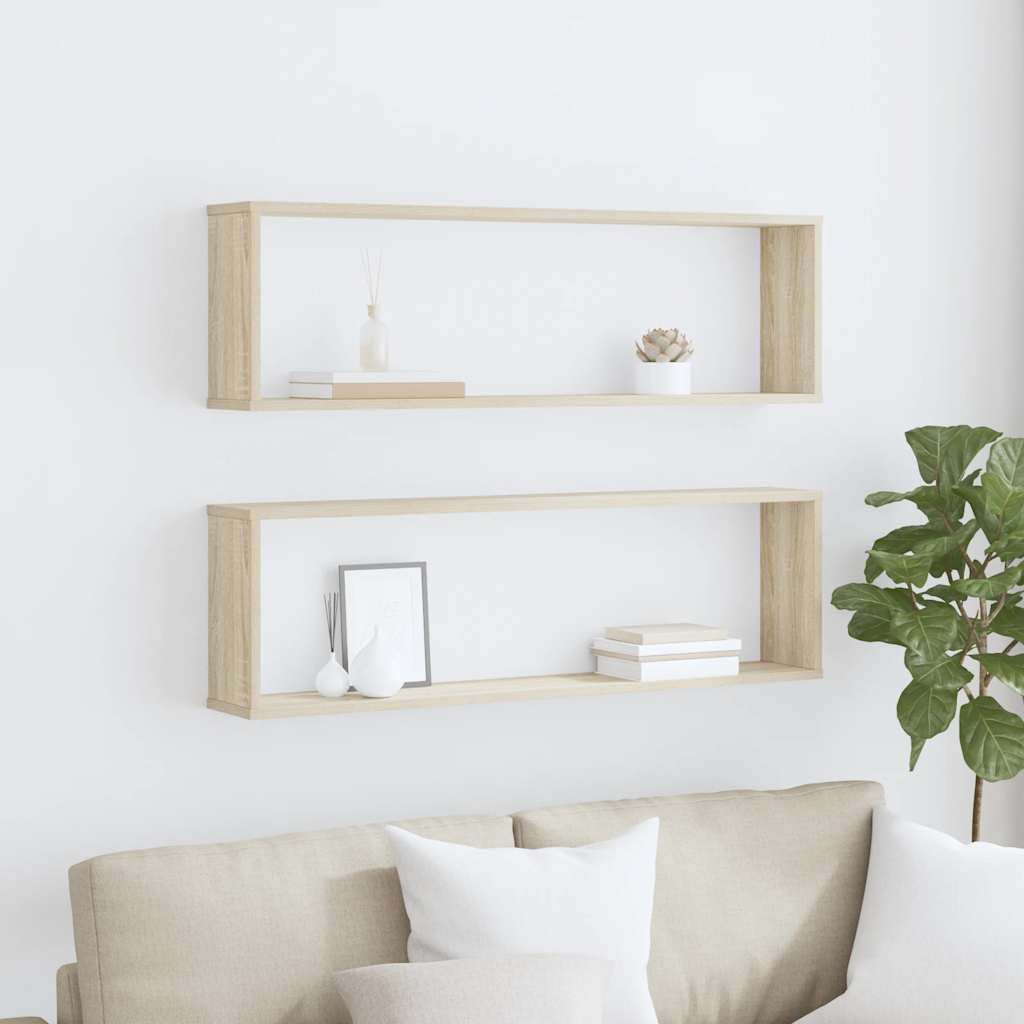 vidaXL Étagères cubes 2 pcs Chêne sonoma 100x15x30 cm Bois d'ingénierie