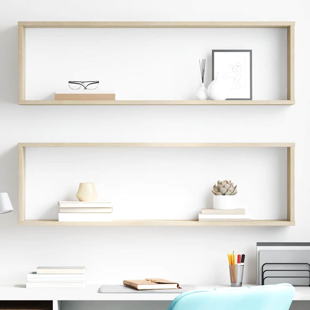 vidaXL Étagères cubes 2 pcs Chêne sonoma 100x15x30 cm Bois d'ingénierie