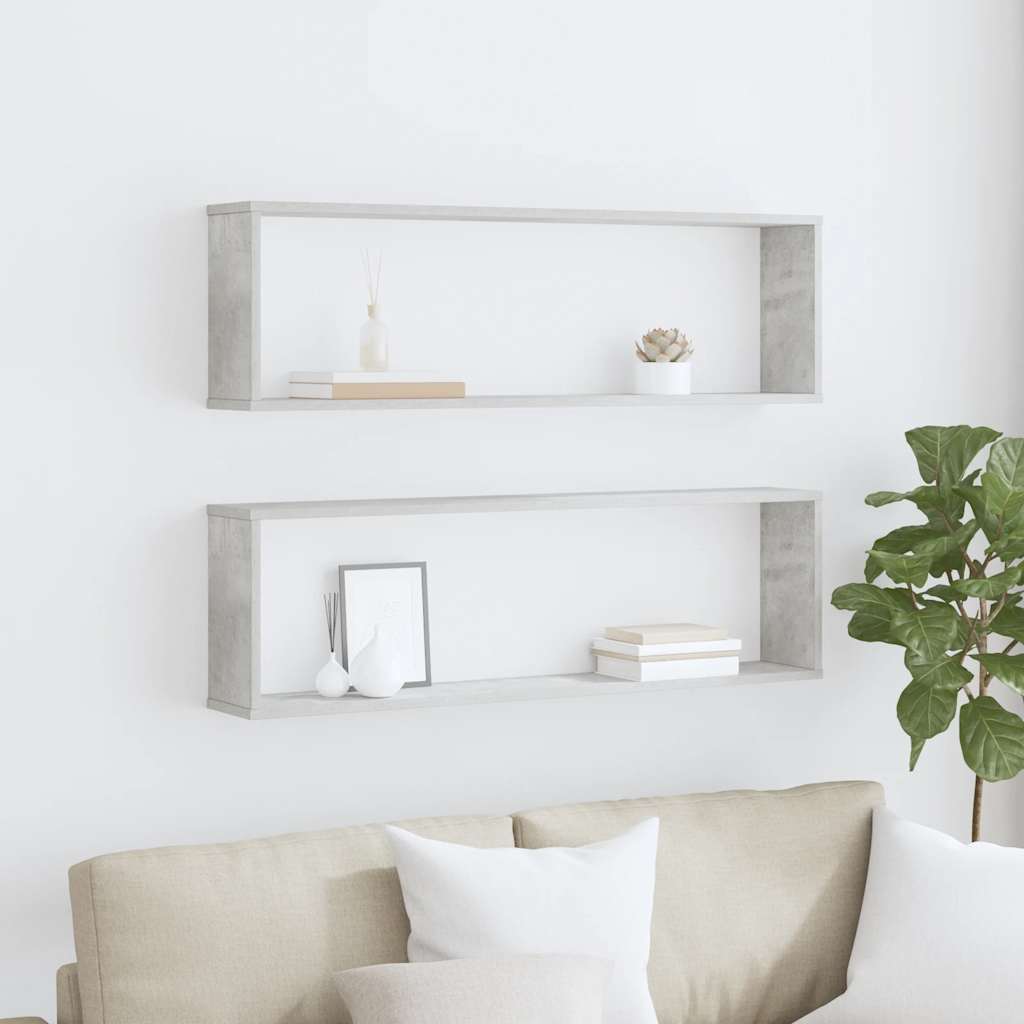 vidaXL Étagères cubes 2 pcs Gris béton 100x15x30 cm Bois d'ingénierie