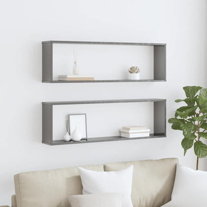 vidaXL Étagères cubes 2 pcs Gris brillant 100x15x30 cm Bois d'ingénierie