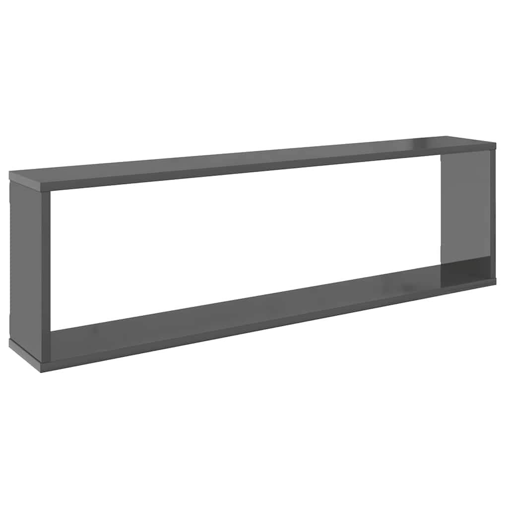 vidaXL Étagères cubes 2 pcs Gris brillant 100x15x30 cm Bois d'ingénierie