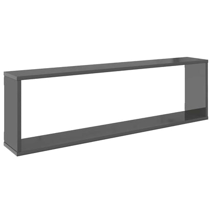 vidaXL Étagères cubes 2 pcs Gris brillant 100x15x30 cm Bois d'ingénierie