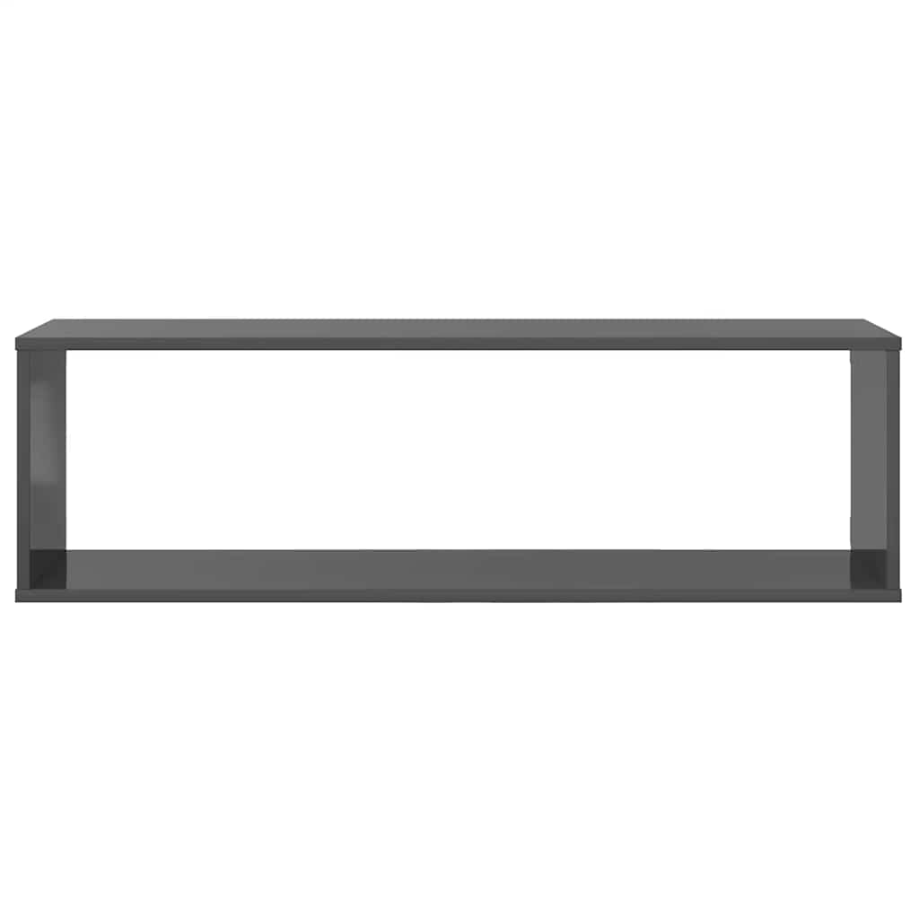 vidaXL Étagères cubes 2 pcs Gris brillant 100x15x30 cm Bois d'ingénierie