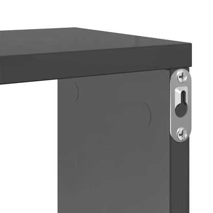 vidaXL Étagères cubes 2 pcs Gris brillant 100x15x30 cm Bois d'ingénierie