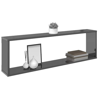 vidaXL Étagères cubes 4 pcs Gris brillant 100x15x30 cm Bois d'ingénierie